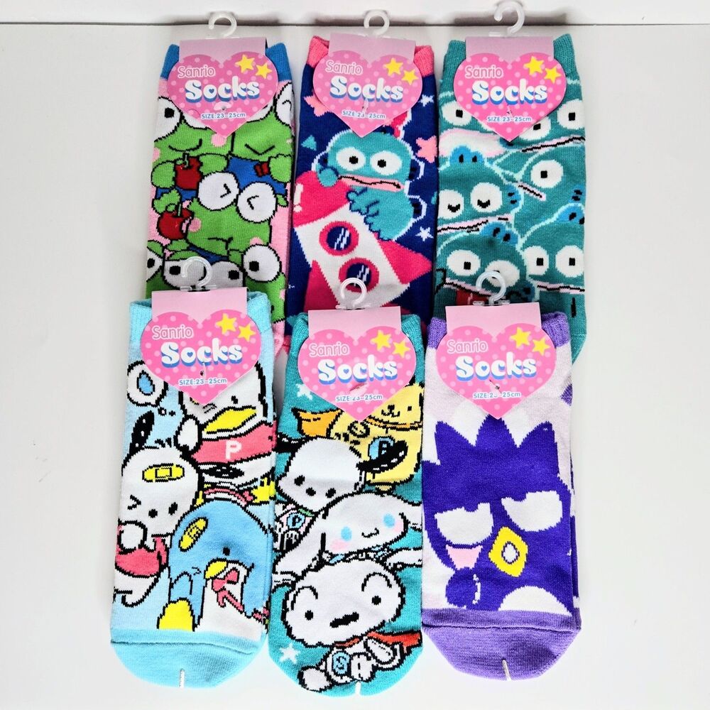 SANRIO Socks Bundle Of 6 Pair Boys Set Characters Hangy Badtz Pochacco NWT